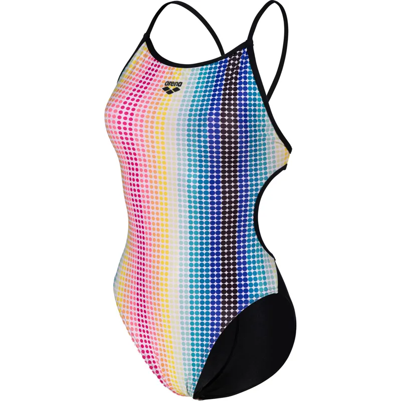 Arena Women's Circle Stripe Lace Back Swimsuit Black/Multi
